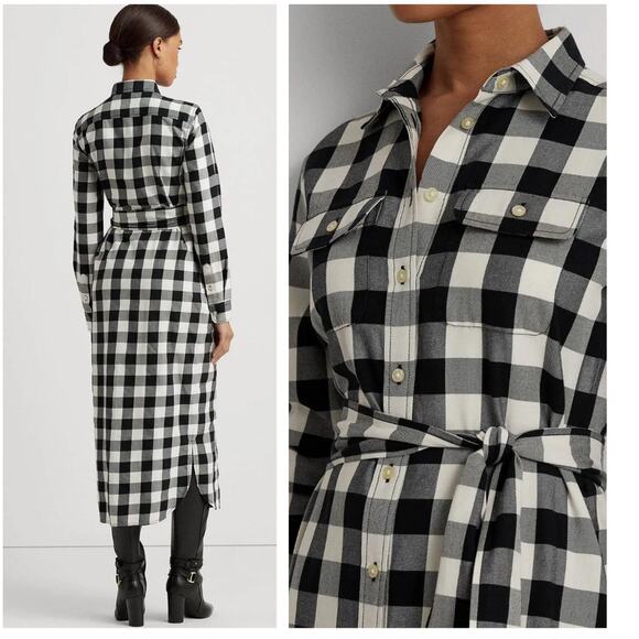 POLO RALPH LAUREN Buffalo Check Belted Twill Midi Shirtdress | 4 - Picture 6 of 11